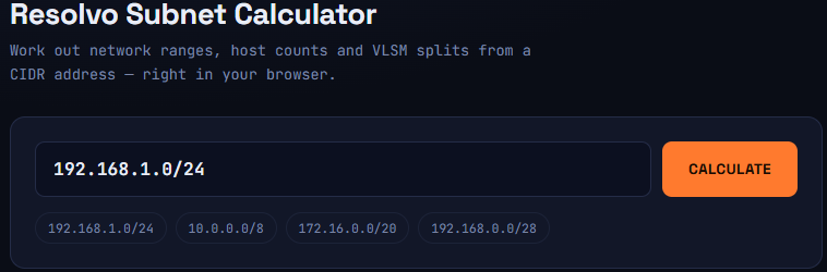 Resolvo Subnet Calculator preview